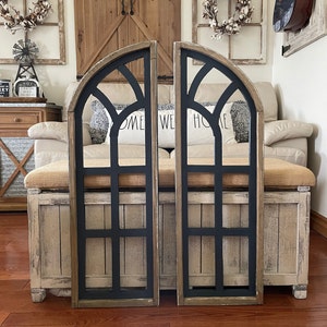 Large Set Of Two Rustic Modern Farmhouse Cathedral Arch Wood Wall Decor Mantle Decor