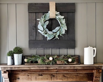 Rustic French Country Farmhouse Wood Wall Decor Including Lambs Ear Wreath