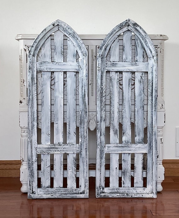 Rustic Farmhouse Cathedral Arch Wood Wall Decor Set of Two Etsy