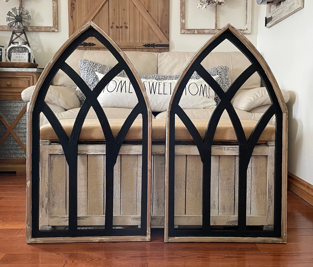 Large Rustic Modern Farmhouse French Country Wood Cathedral Arch Wall