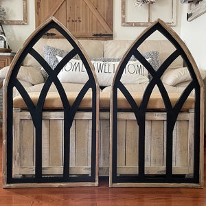 Large Rustic Modern Farmhouse French Country Wood Cathedral Arch Wall Decor