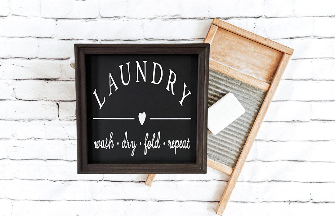 Laundry Room Wash Dry Fold Repeat Modern Farmhouse Laundry Wall Decor ...