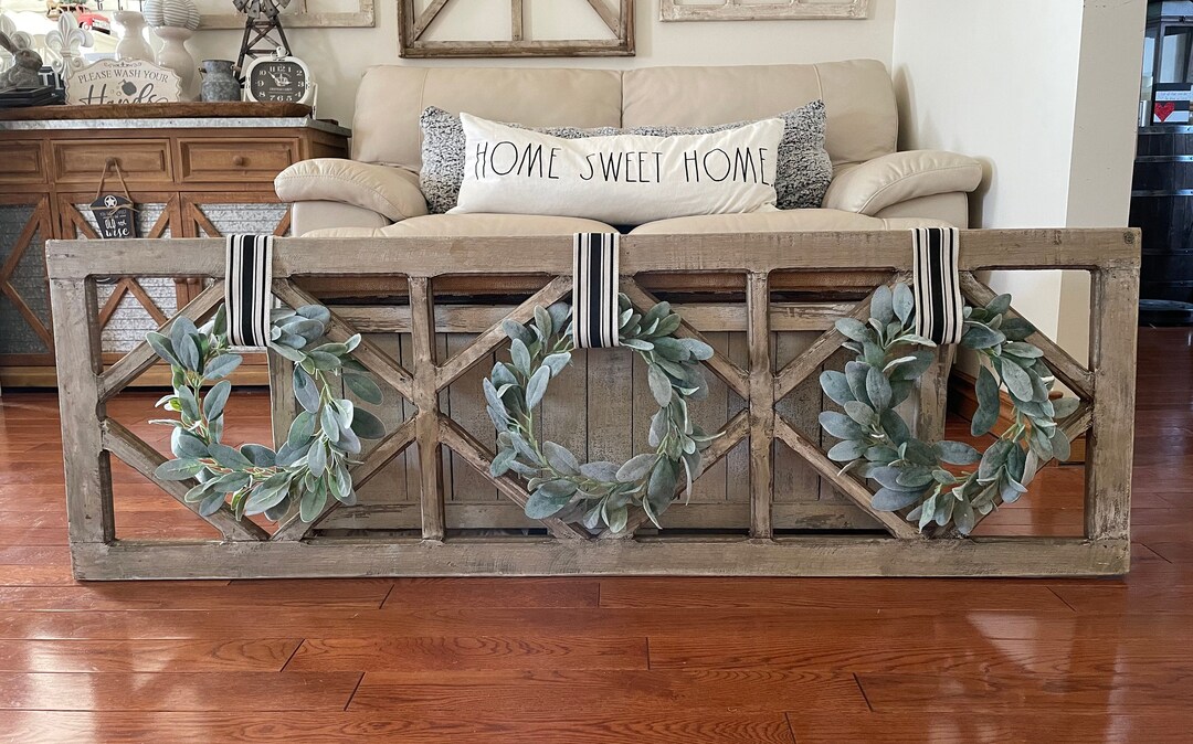 Extra Large Rustic Farmhouse Distressed Wooden Diamond Windowpane Wall