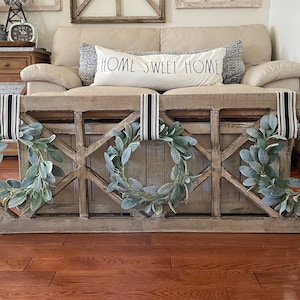 Extra Large Rustic Farmhouse Distressed Wooden Diamond Windowpane Wall Decor Including Wreaths