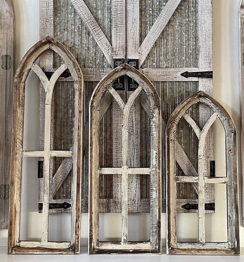 Rustic Farmhouse Cathedral Arch Wood Wall Decor Etsy Canada