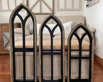 Rustic Farmhouse Cathedral Arch Wood Window Wall Decor