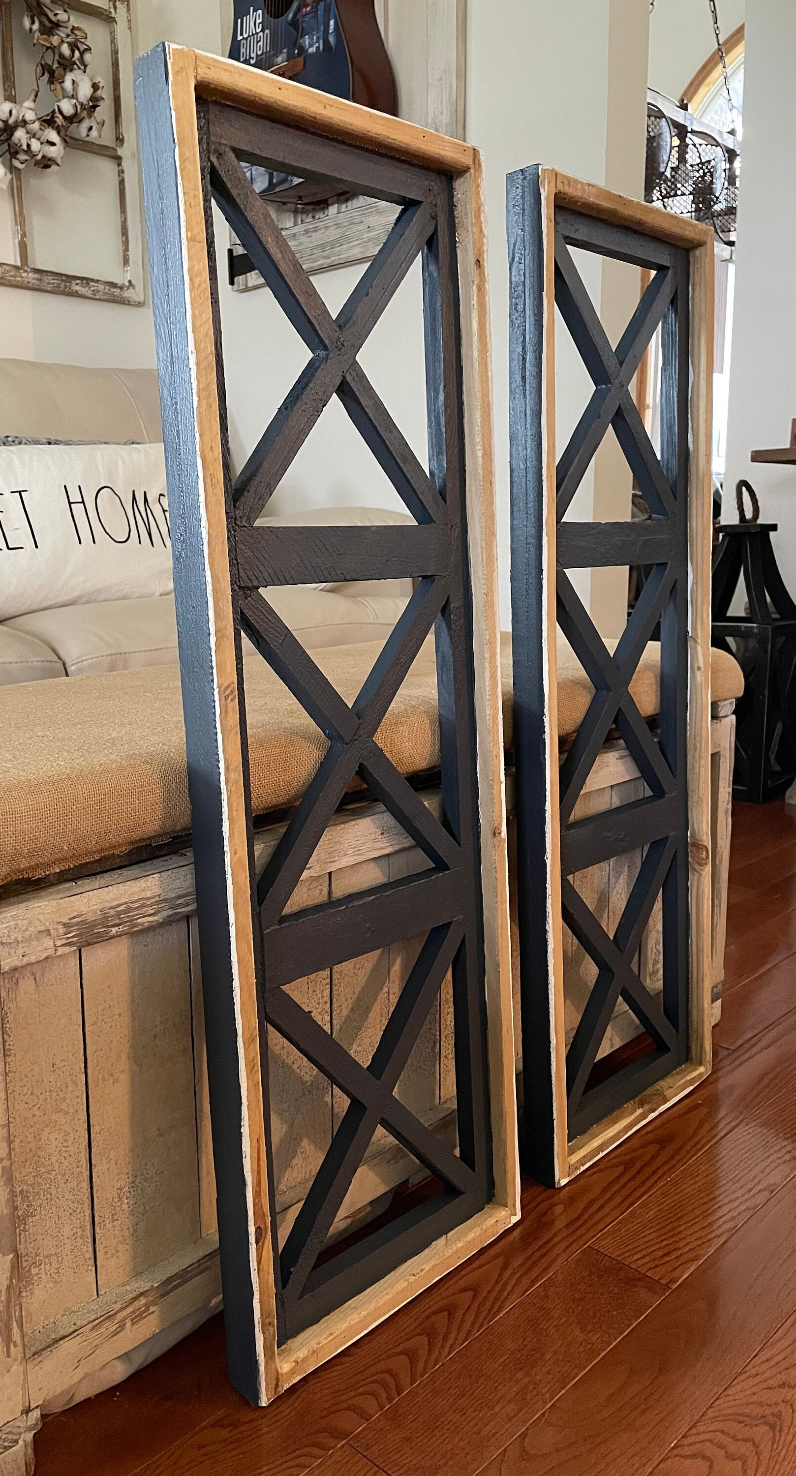 Rustic Farmhouse Wooden Windowpane Wall Decor - Etsy
