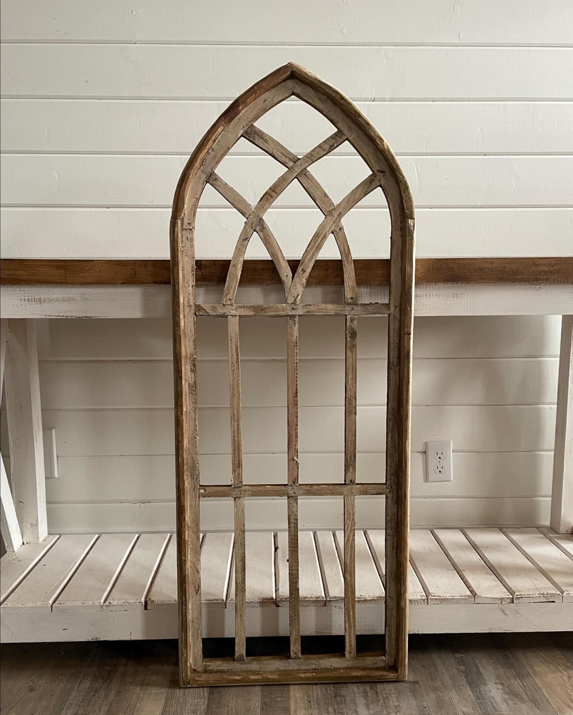 Large Rustic Farmhouse Wooden Windowpane Arch Wall Decor - Etsy