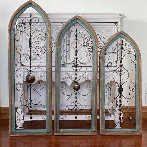Rustic Farmhouse Distressed Arch Wood and Metal Wall Decor Etsy
