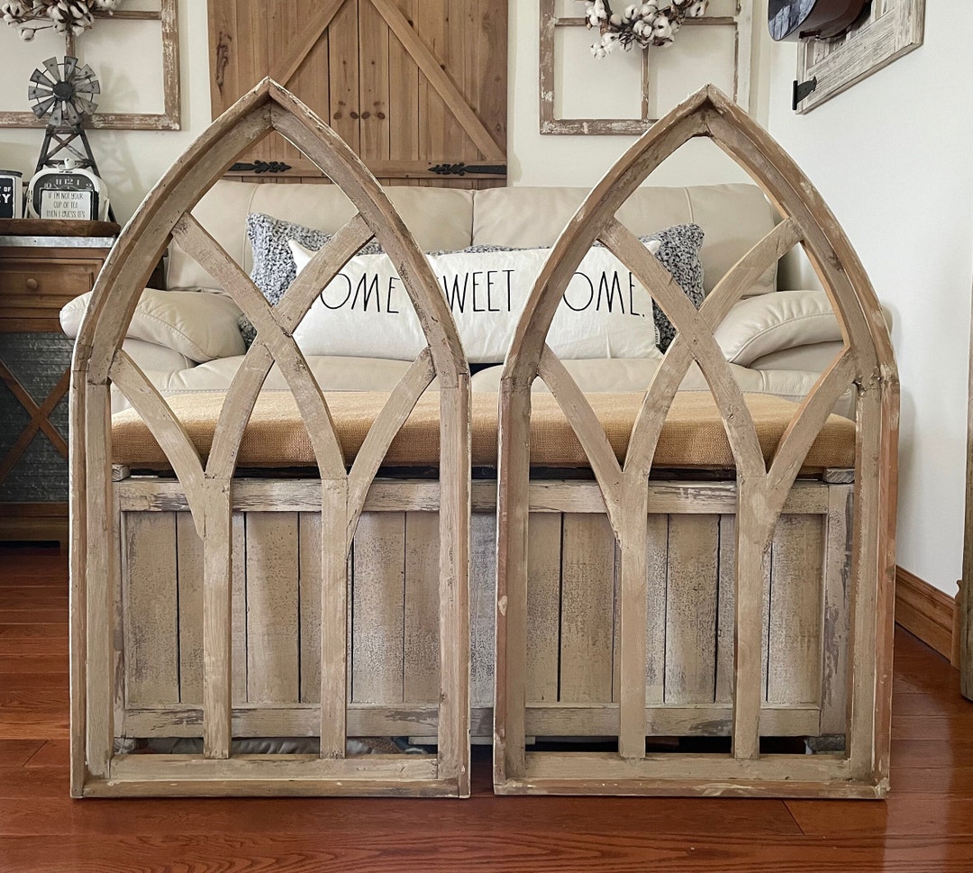 Large Rustic Modern Farmhouse French Country Wood Cathedral Arch Wall