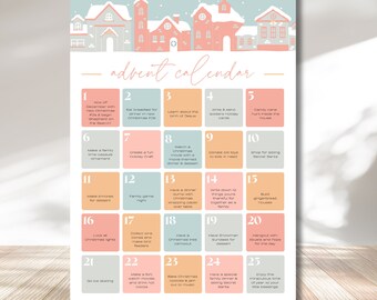 Calendario de Adviento Familiar / Calendario de Adviento / Navidad / Póster / Adviento de Actividad / Digital / Descarga Instantánea / Imprimible / Editable