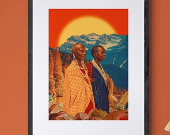 Maasai Tribe Art Print – Afrocentric African Women Wall Art, Black Art Prints, Apartment Wall Art
