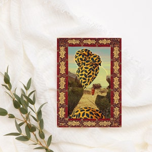 Carte de voeux afrocentrique ethnique africaine, carte d'anniversaire enduite de soie conçue à la main, carte postale portrait colorée vibrante, 5 x 7" pas de mots