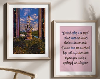 Snake serpent poem quote sayings art print set of 2 A3 size, poetic surrealism surreal phrase wall art, nature vibrant slogan poster bundle