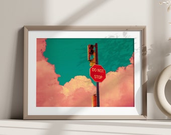 Vaporwave &quot;Do Not Stop&quot; Art Print: Surreal Landscape Giclée