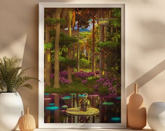 Exotic Lake Art Print: Tropical Alien Landscape Poster