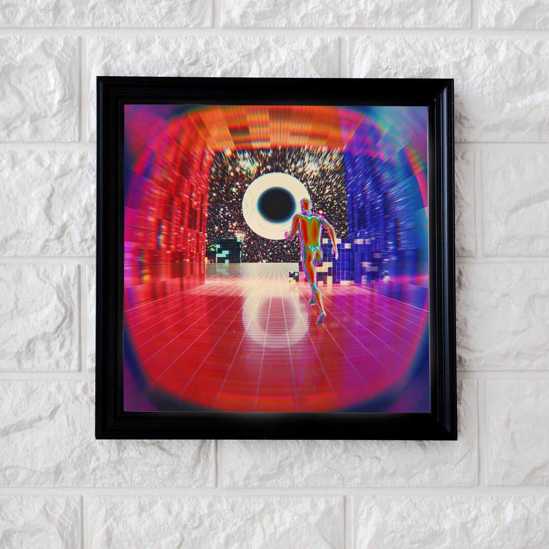 Distorted Trippy Sci-fi Meta Square Art Print, Portal Futurism Outer ...