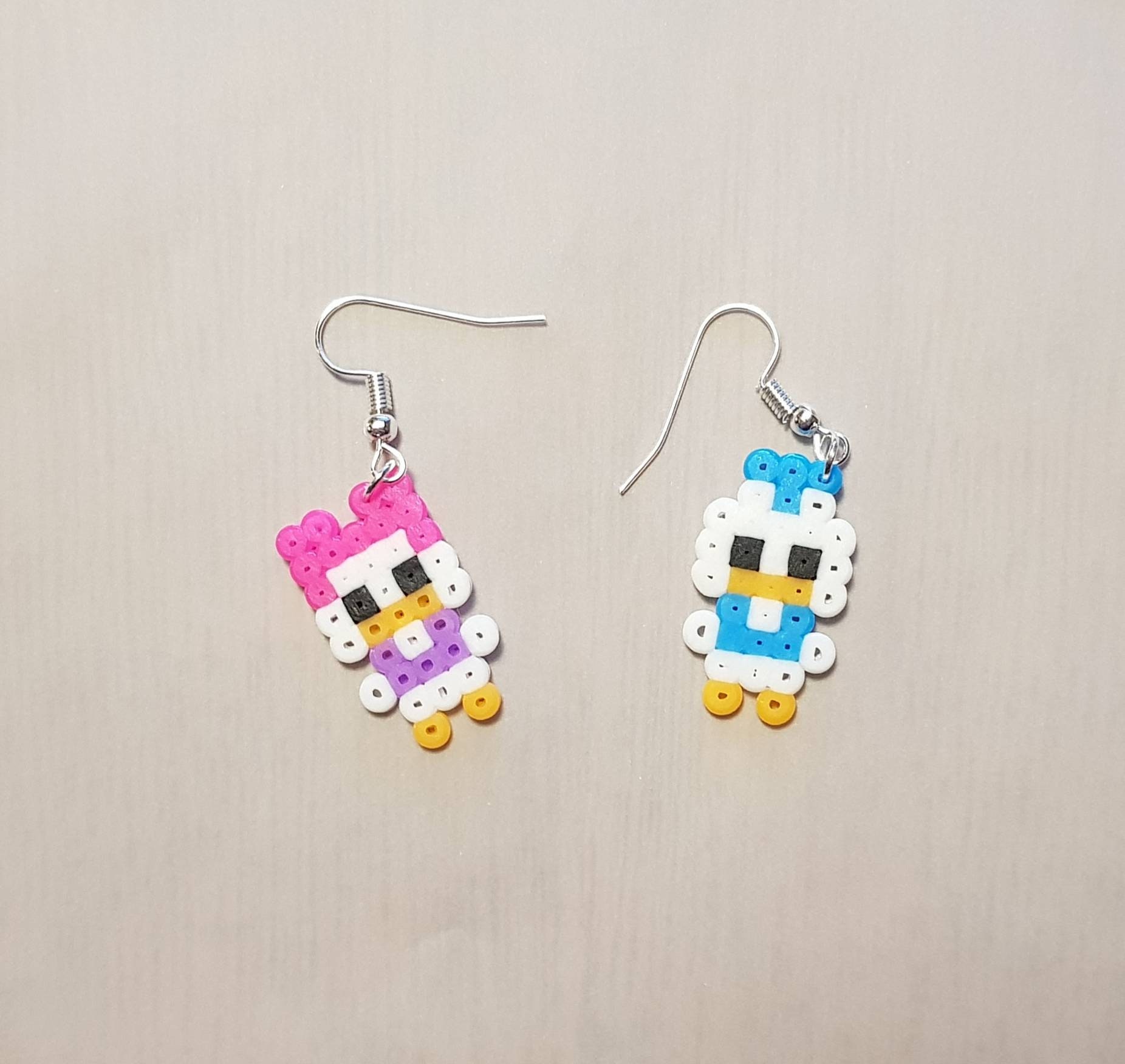 Disney donald daisy duck perler bead earrings Etsy