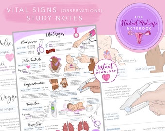 Vital Signs Study Notes - Midwifery, Nursing, Neonatal (Digital PDF)