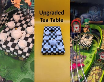 Mesa de té mejorada para tu tablero de juego de pinball de Alicia en el País de las Maravillas.