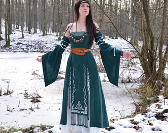 AISLING Keltisches Leinen Kleid - Fantasy Kleid - Elfen Brautkleid - Wikinger Kleid