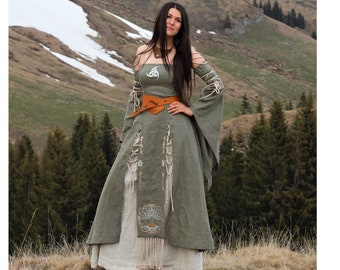 Abito medievale ASTRID, 100% lino, abito celtico, costume rinascimentale, pagano norreno, abito vichingo