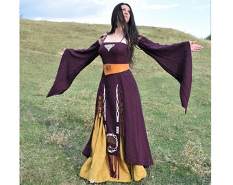 ARIEEN Celtic Wedding Dress, 100% Linen, Pagan Dress, Viking Wedding Dress, Ren Faire Costume, Celtic Dress