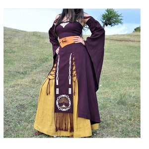 ARIEEN Medieval Wedding  Dress, 100% Linen, Renaissance costume, Custom wedding dress, Celtic dress, Medieval Dress, Pagan Dress