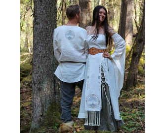 FIADH Festival Clothing, 100% Linen, Fantasy dress, Viking wedding dress, Pagan dress, Celtic Dress, LARP costume elven, Renaissance Wedding