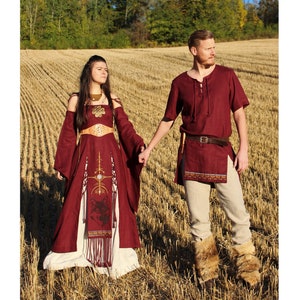 Matching Festival Clothing, 100% Linen,  Larp Costume Set, Viking Wedding Costume, Norse Pagan Outfit, Viking wedding dress, Viking clothing