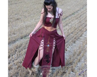 Viking Wedding Dress, Fantasy dress, Ren Faire Costume, Larp Costume Elven