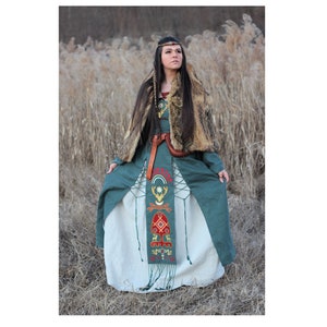 HELGA Viking Dress, 100% Linen,  Viking Costume Women, Viking Wedding Dress, Ren Faire Costume, Viking Clothing