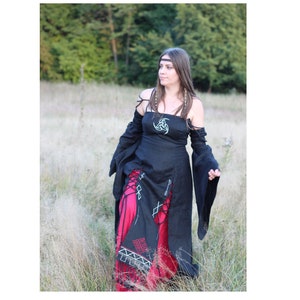 black viking wedding dress Viking Lord Long Sleeve Viking Tunic (Black) Embellished with Leather main image 1