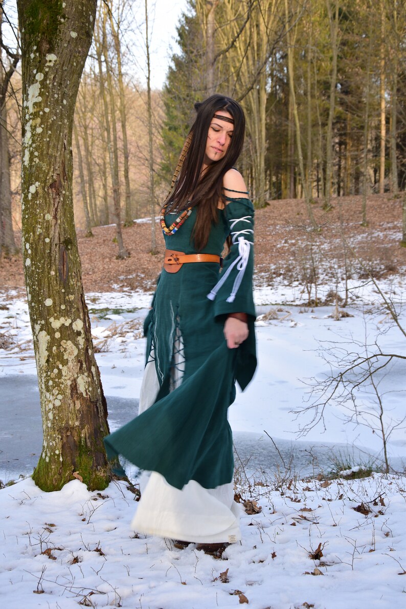 AISLING Celtic Linen Dress Fantasy Dress Elven Wedding Gown Viking Dress image 8