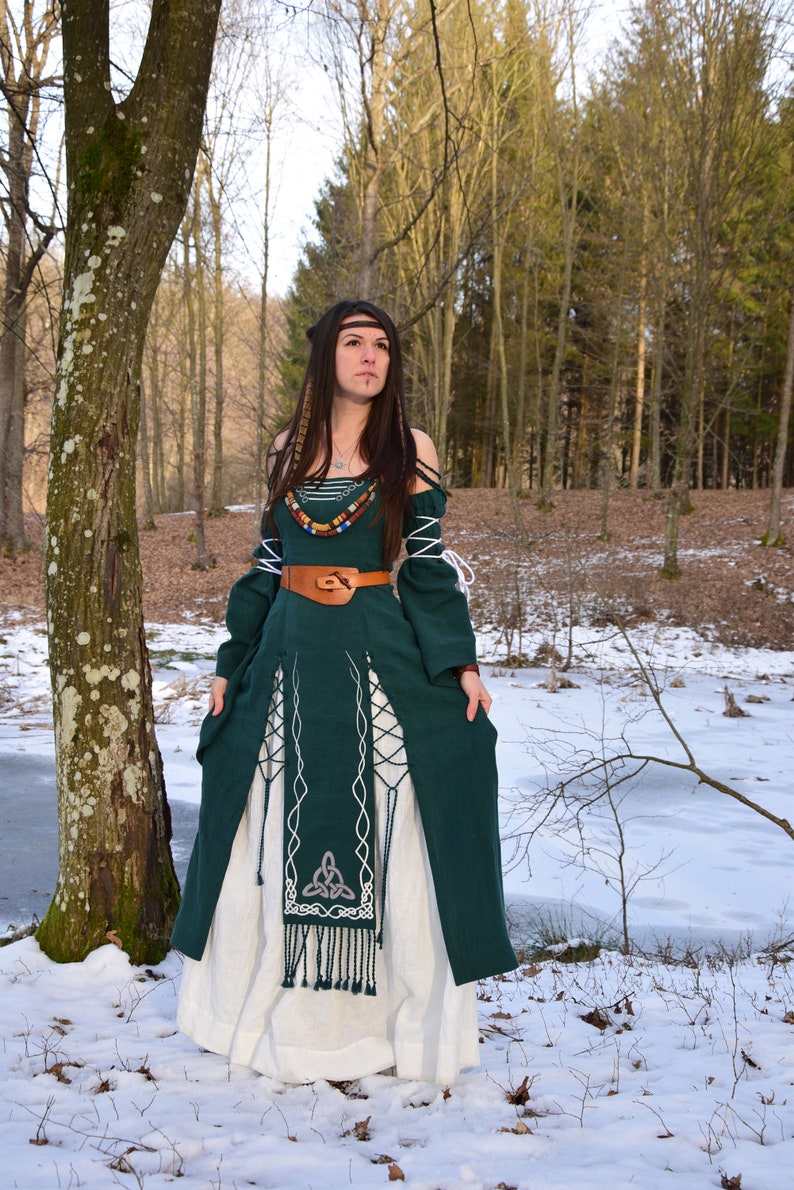 AISLING Celtic Linen Dress Fantasy Dress Elven Wedding Gown Viking Dress image 7