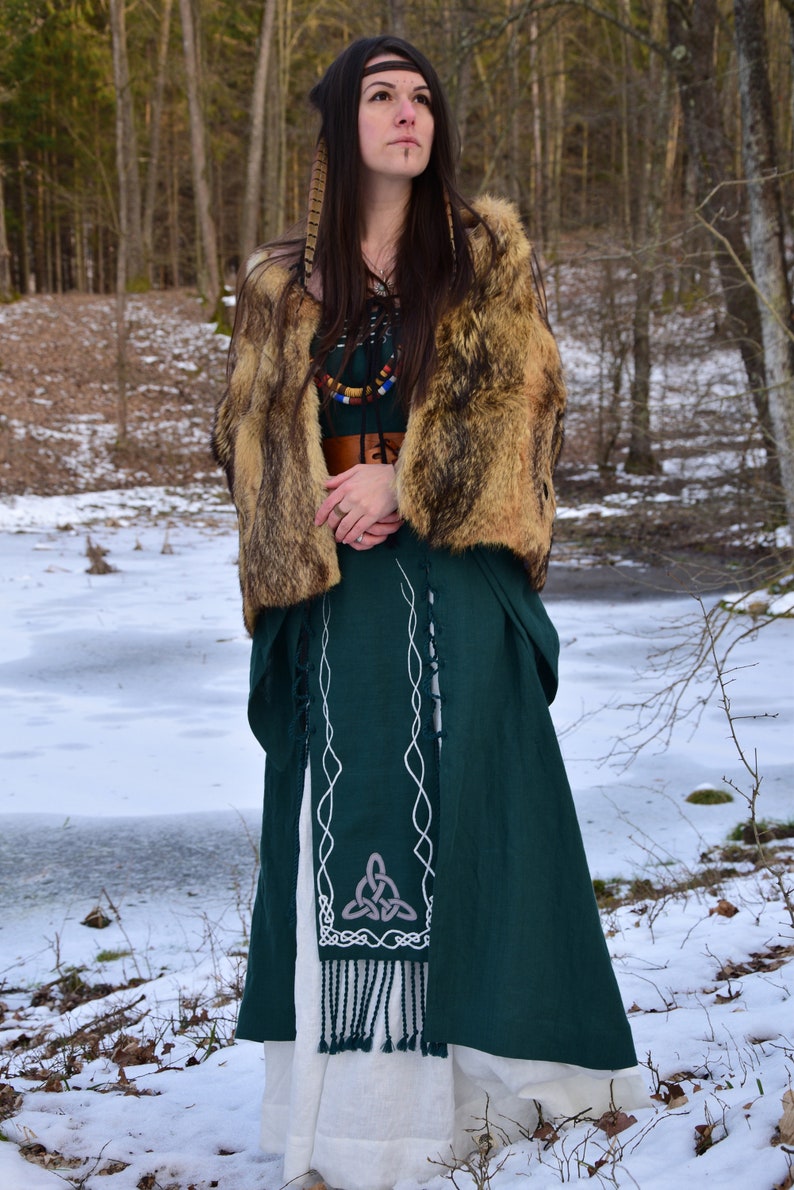 AISLING Celtic Linen Dress Fantasy Dress Elven Wedding Gown Viking Dress image 3
