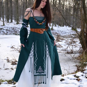 AISLING Celtic Linen Dress Fantasy Dress Elven Wedding Gown Viking Dress image 6
