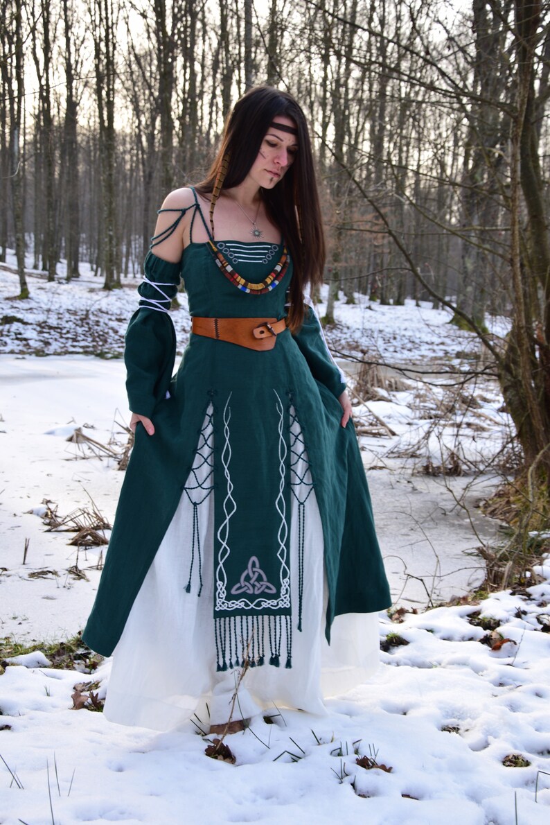 AISLING Celtic Linen Dress Fantasy Dress Elven Wedding - Etsy