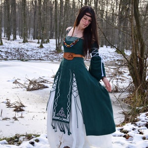 AISLING Celtic Linen Dress Fantasy Dress Elven Wedding Gown Viking Dress image 2