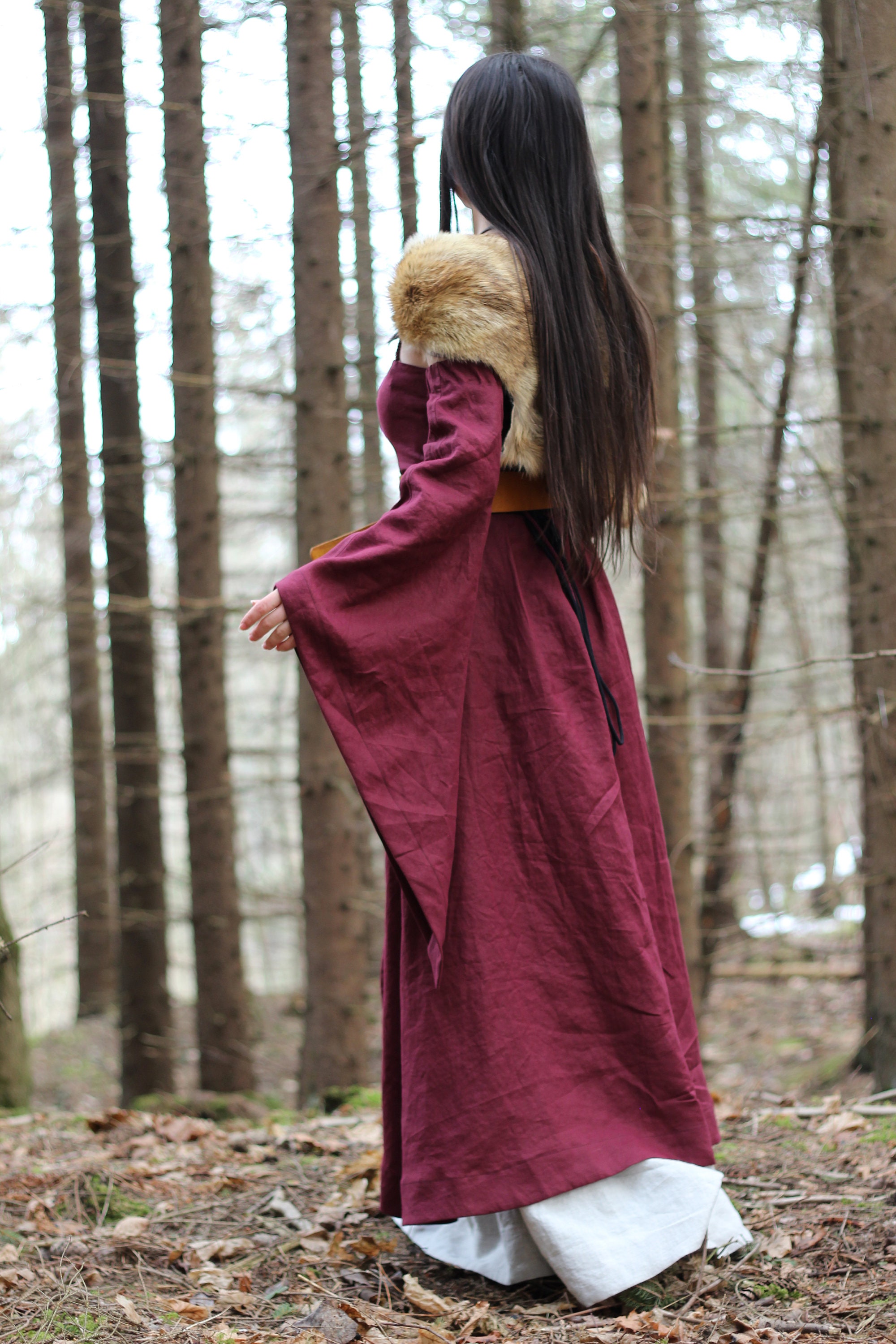 elfelfelf Archives☆LACE HOODIE DRESS Long Sleeve Cowl Neck / Hoodie Dress, Elf Dress, Short Tunic