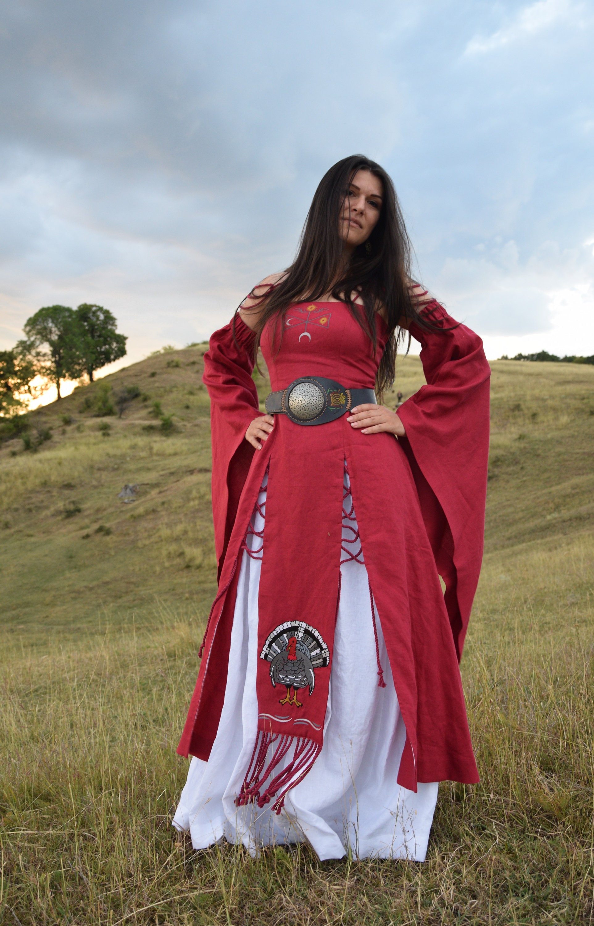 ERENAY Ren Faire Costume Ren Faire Dress Red Pagan Dress Etsy