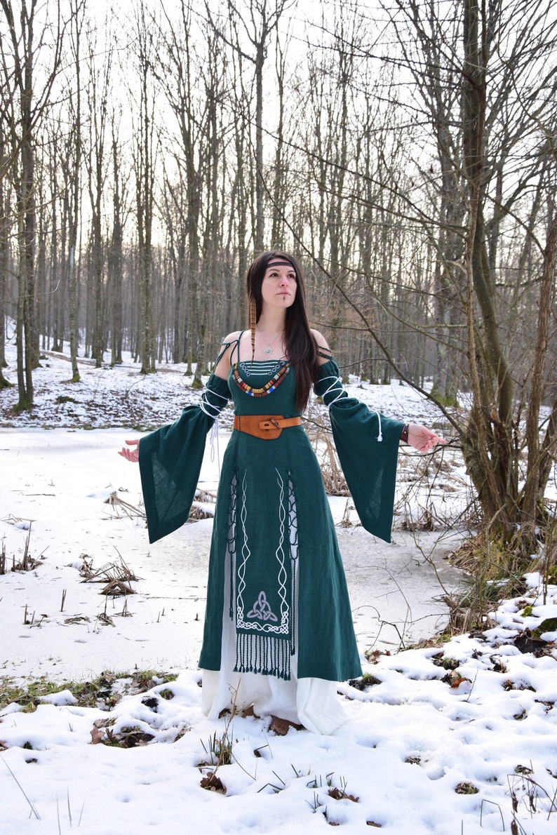 AISLING Celtic Linen Dress Fantasy Dress Elven Wedding Gown Viking Dress image 1