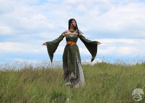 SIGRID Celtic Linen Dress Viking Costume Celtic Dress Festival Clothing  Women -  Finland