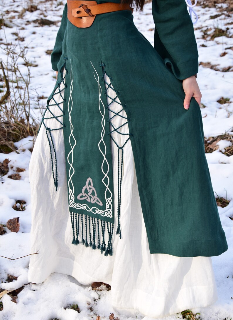 AISLING Celtic Linen Dress Fantasy Dress Elven Wedding Gown Viking Dress image 5