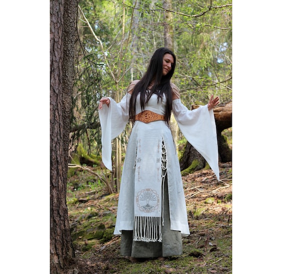 Traditional Norse Clothing Viking Apron Dress, Grey – Grimfrost