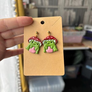 Cottagecore Toadstool Froggies Earrings | Polymer Clay | Handmade