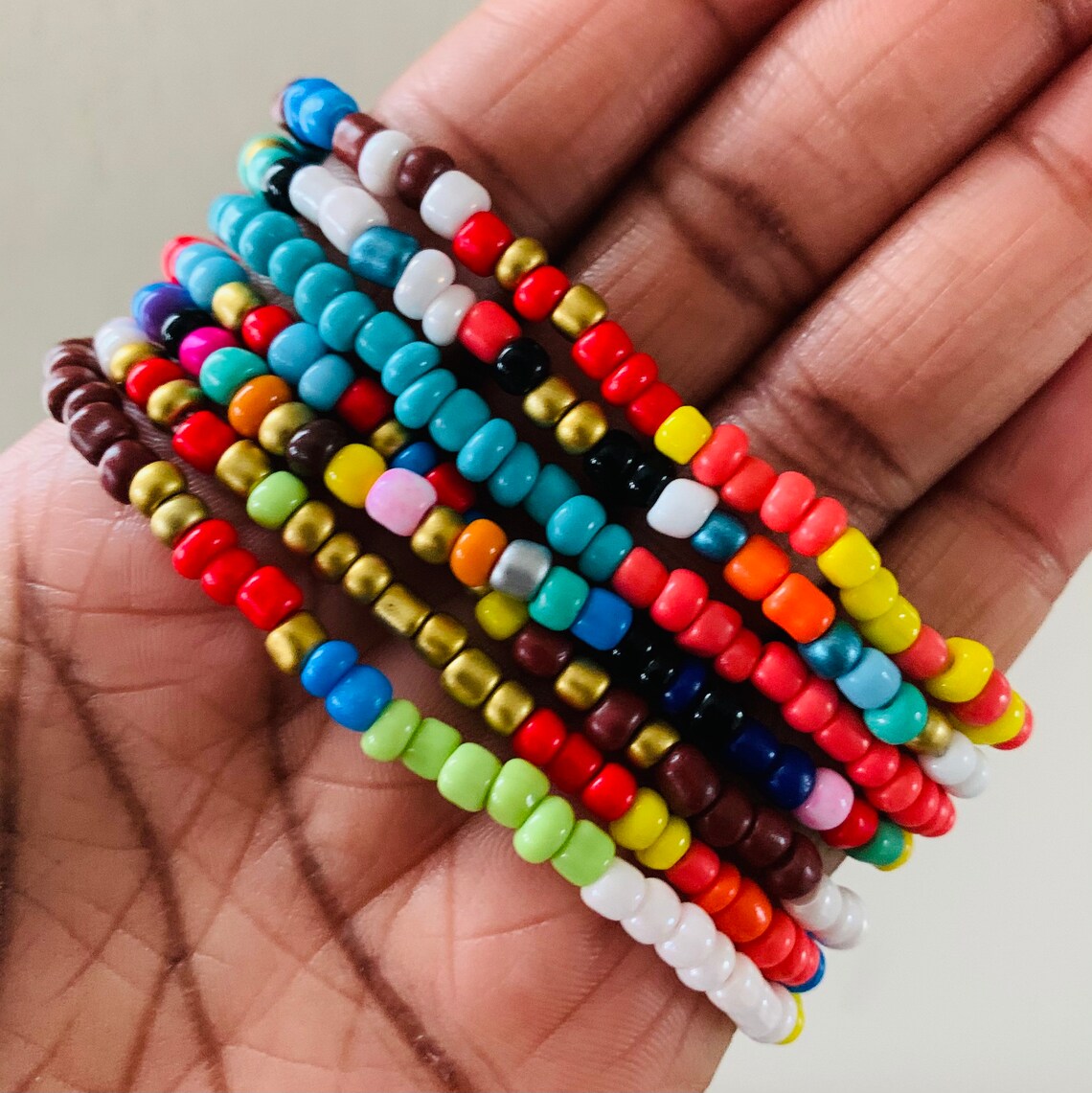 Stretch Seed Bead Bracelet Stack Etsy