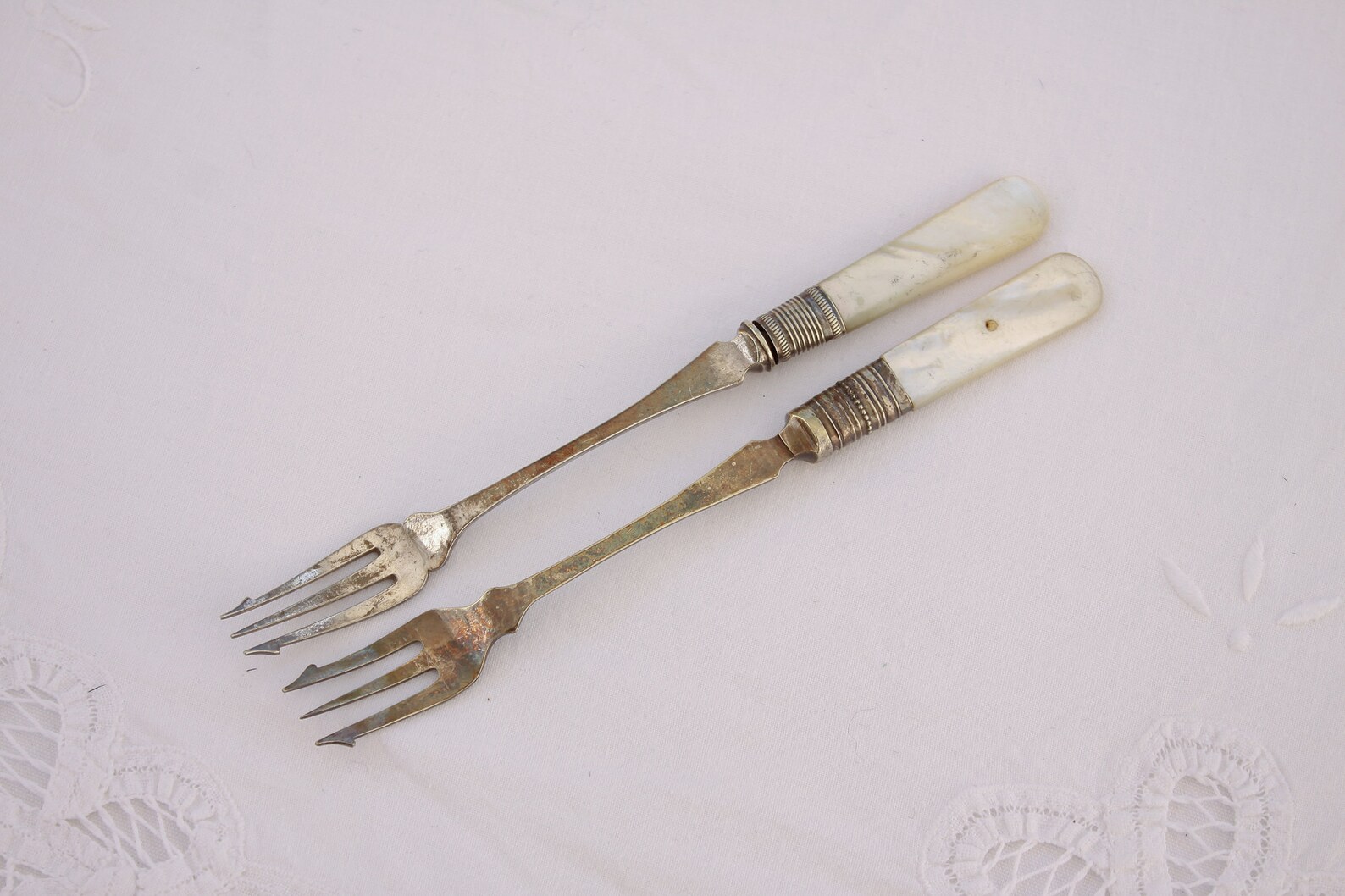 Antique pickle forks with mother of pearl handles electro Etsy
