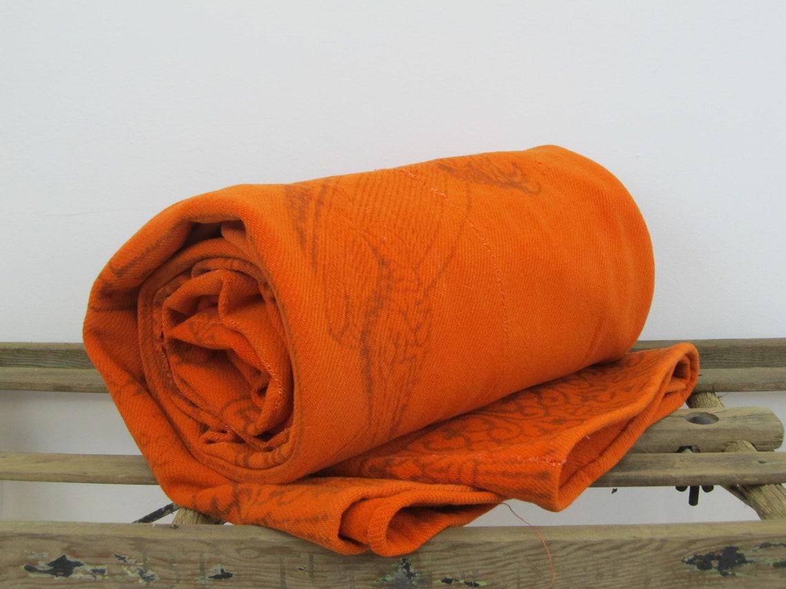Handmade orange double blanket 84 x 89 antique Etsy
