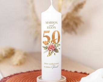 Candle Golden Wedding Anniversary 50 Years of Happiness